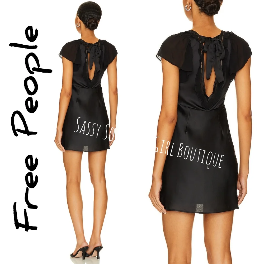 🆕⭐Free People black satin baby mini dress